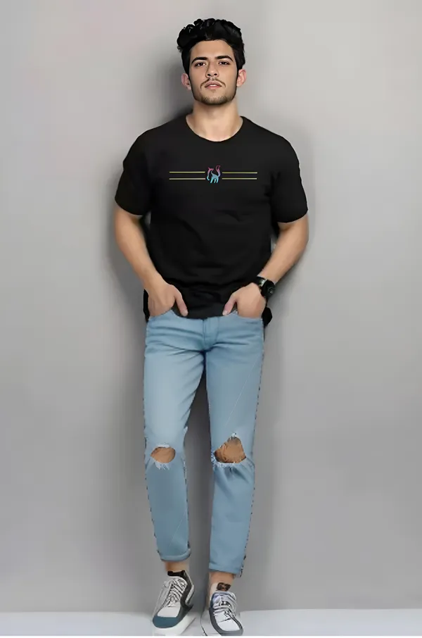 Black_Printed_Half_Sleeve_Cotton_T-Shirt_For_Men