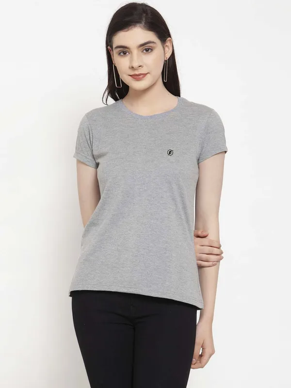 Pack_of_2_White_&_Grey_Cotton_Round_Neck_Short_Sleeves_T-Shirt_For_Women