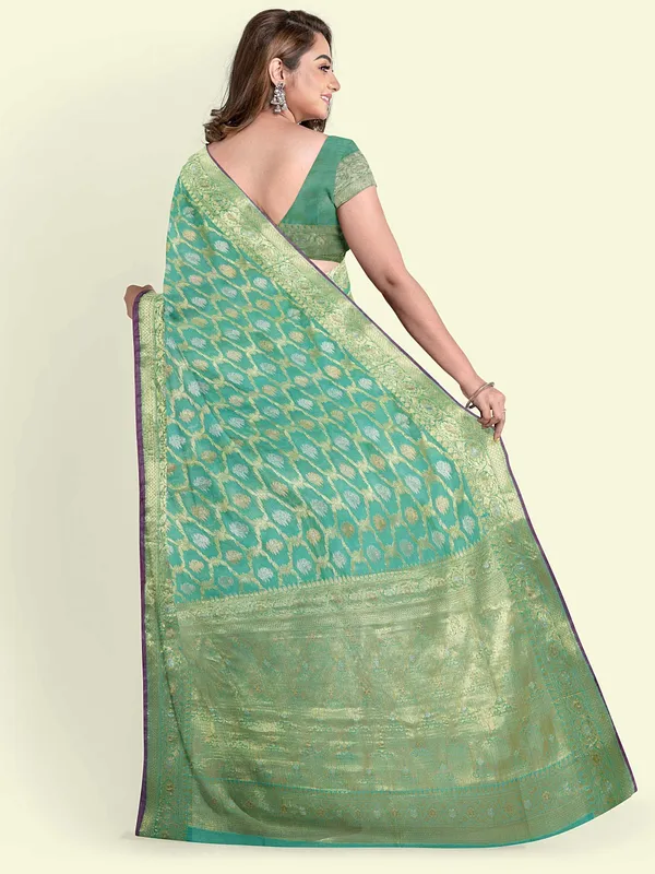 Sea_Green_Cotton_Silk_Banarasi_Sarees_For_Women
