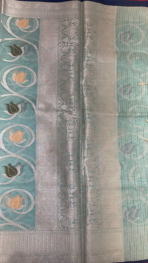 Sea_Green_Masrise_Cotton/Cotton_Banarasi_Sarees_For_Women