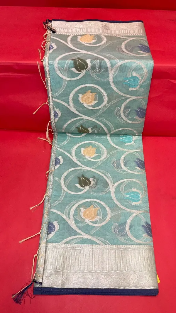 Sea_Green_Masrise_Cotton/Cotton_Banarasi_Sarees_For_Women