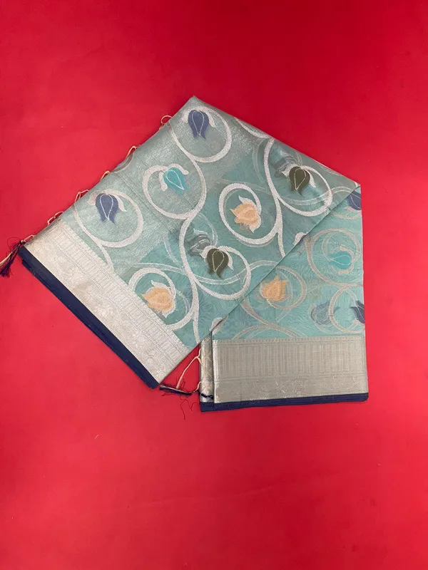 Sea_Green_Masrise_Cotton/Cotton_Banarasi_Sarees_For_Women