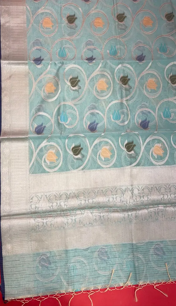 Sea_Green_Masrise_Cotton/Cotton_Banarasi_Sarees_For_Women