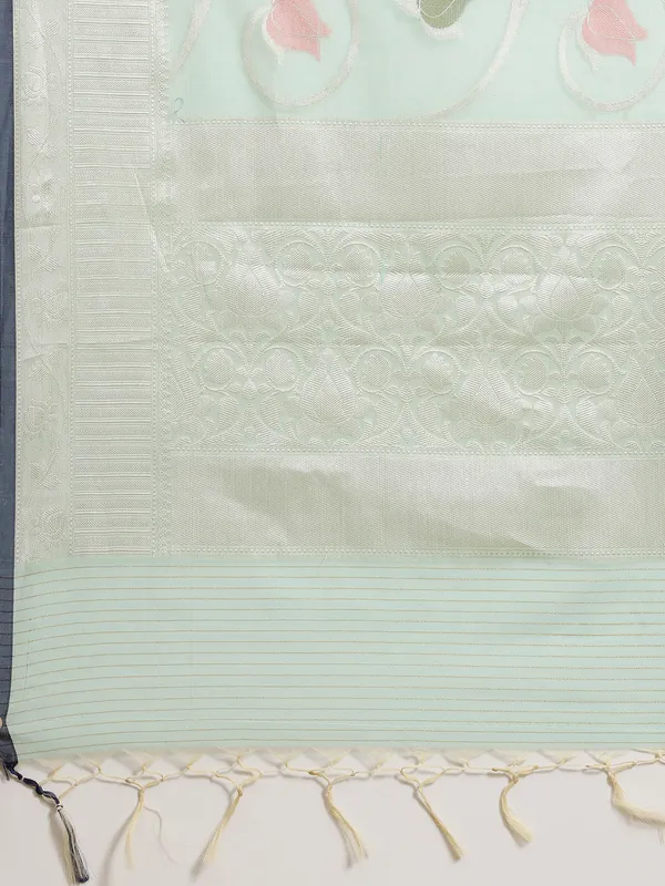 Sea_Green_Masrise_Cotton/Cotton_Banarasi_Sarees_For_Women