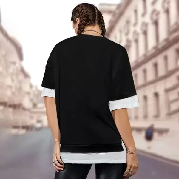 Black_Round_Neck_Cotton_Blend_Stylish_Fashionable_Tshirt_For_Women