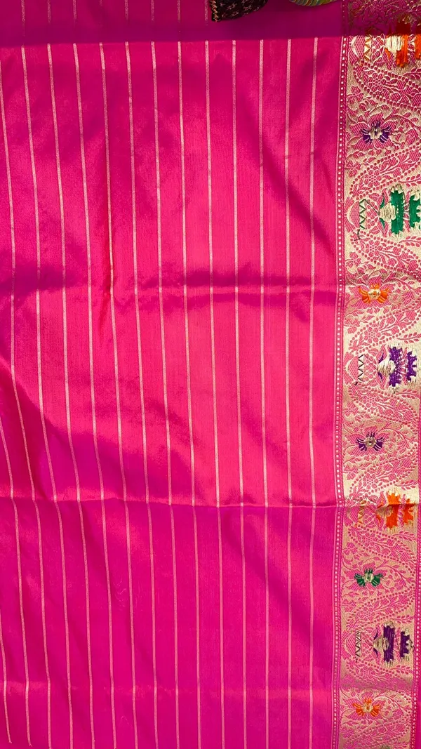 Humairah_Pure_Handloom_Pink_Katan_Silk_Kadhwa_Jangla_Tilfi_Mina_Zari_Jaal_with_Kadhwa_Mina_Pallu_and_Golden_Stripe_Pink_Blouse
