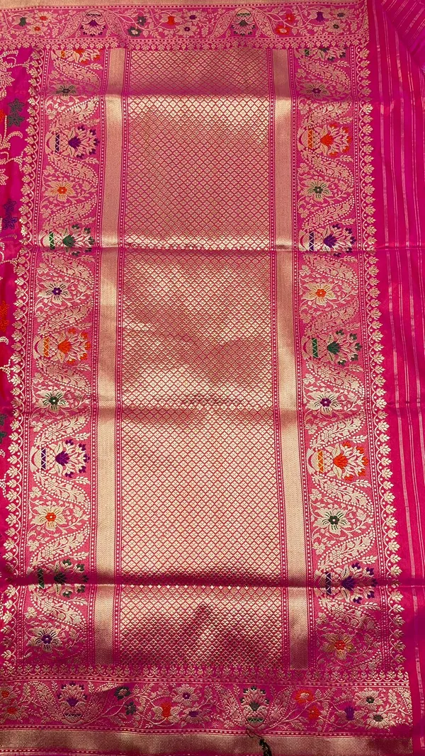 Humairah_Pure_Handloom_Pink_Katan_Silk_Kadhwa_Jangla_Tilfi_Mina_Zari_Jaal_with_Kadhwa_Mina_Pallu_and_Golden_Stripe_Pink_Blouse