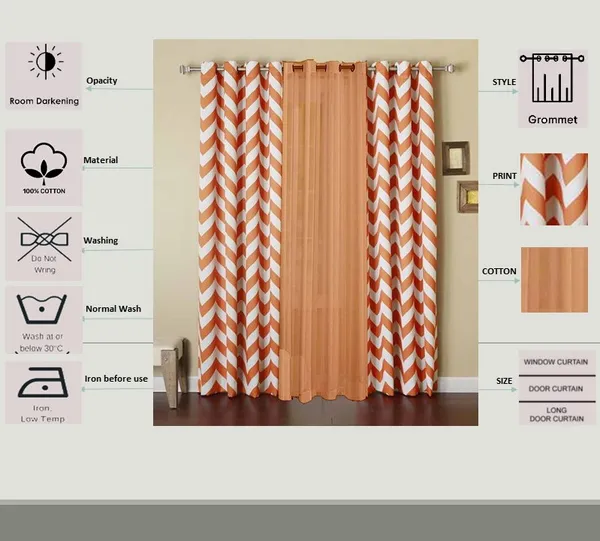Pack_of_3_Cotton_Orange_Chevron_Printe_With_Voil_Sheer_Eyelet_Curtain_Set_for_Window_and_Door
