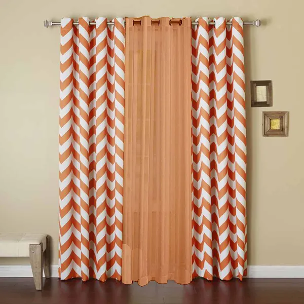 Pack_of_3_Cotton_Orange_Chevron_Printe_With_Voil_Sheer_Eyelet_Curtain_Set_for_Window_and_Door