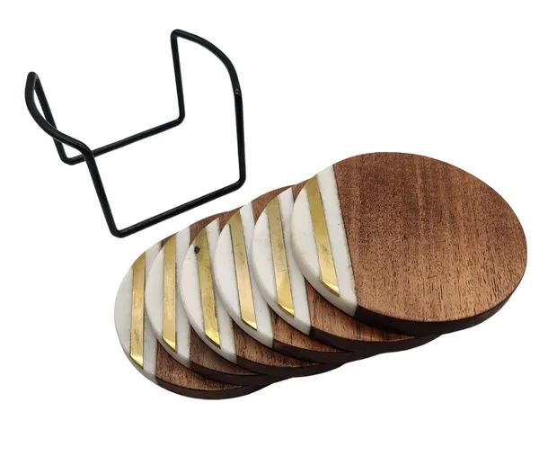 Coaster_Set_Circle_(Marble)_(S/6_With_Stand)
