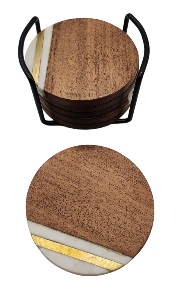 Coaster_Set_Circle_(Marble)_(S/6_With_Stand)