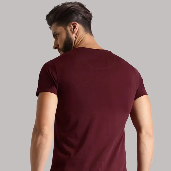 Maroon_Skull_Printed_Half_Sleeve_Cotton_T-Shirt_For_Men
