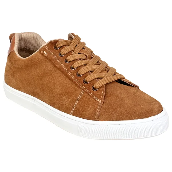 Camel_Suede_Lace-Up_Sneakers_For_Men