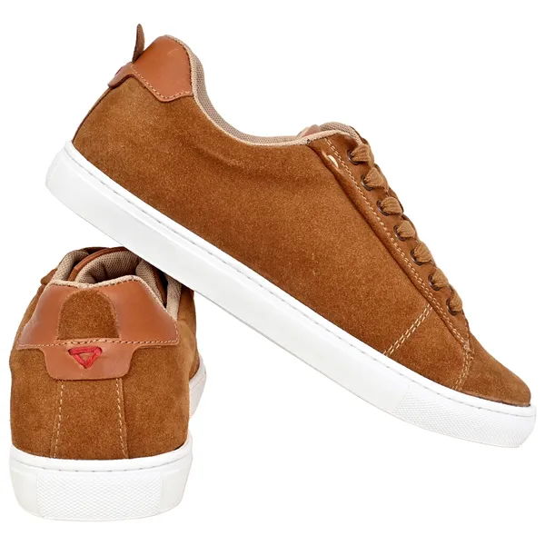 Camel_Suede_Lace-Up_Sneakers_For_Men