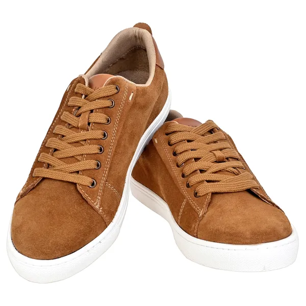 Camel_Suede_Lace-Up_Sneakers_For_Men