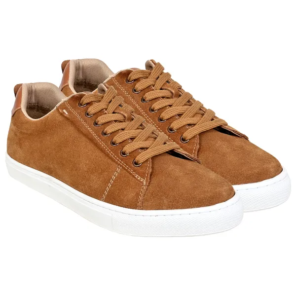 Camel_Suede_Lace-Up_Sneakers_For_Men
