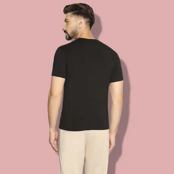 Black_Printed_Half_Sleeve_Cotton_T-Shirt_For_Men