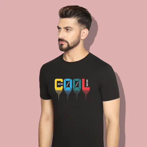 Black_Printed_Half_Sleeve_Cotton_T-Shirt_For_Men