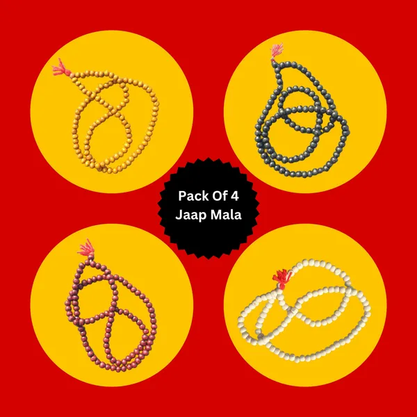 JAAP_MALA_(108+1_Bead)_Tulsi_,_Chandan_,_Red_White_Black_Yellow_Mala_For_Matra_Jaap_(_Hare_Krishna_Hare_Ram_)_(_OM_Namah_Shivay_)_(_PACK_OF_4_)