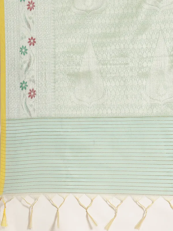 Sea_Green_Masrise_Cotton/Cotton_Banarasi_Sarees_For_Women