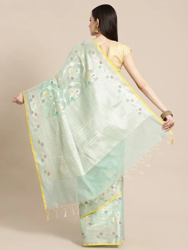 Sea_Green_Masrise_Cotton/Cotton_Banarasi_Sarees_For_Women