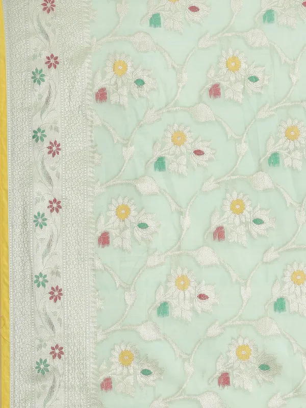 Sea_Green_Masrise_Cotton/Cotton_Banarasi_Sarees_For_Women
