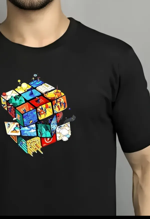Black_Printed_Half_Sleeve_Cotton_T-Shirt_For_Men