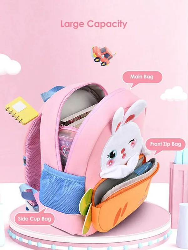 Pink_Backpack_Bag_For_Kindergarten_Preschool_Toddler_School_Kids_|_Cute_Rabbit_Carrot_Design_|_Large_Capacity