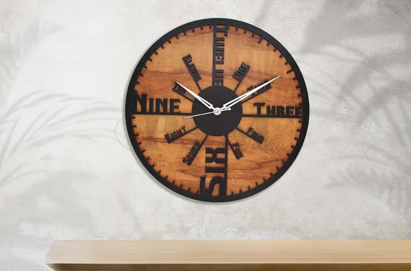 LASER_CUT_WOODEN_WALL_CLOCK_IVORY_BLACK_15_INCH_ROUND_PSM_1120