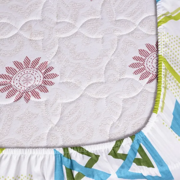 120_TC_Cotton_Green_Tea_Fitted_Bed_Sheet_Double_Bed_With_Pillow_Cover_Moderangles_(150_x_200_CM)