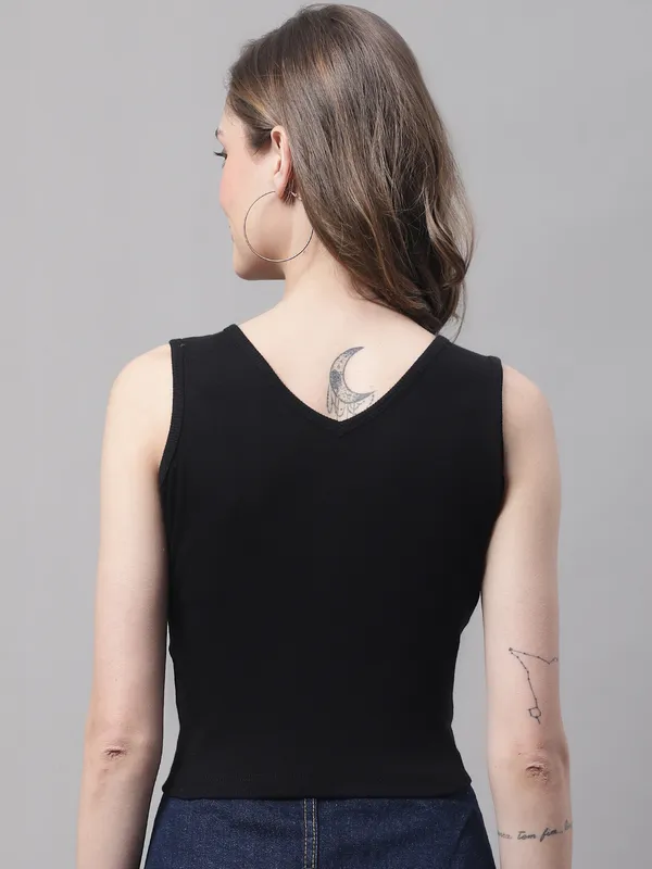 Black_Cotton_Rib_Round_Neck_Sleeveless_Crop_Top_For_Women