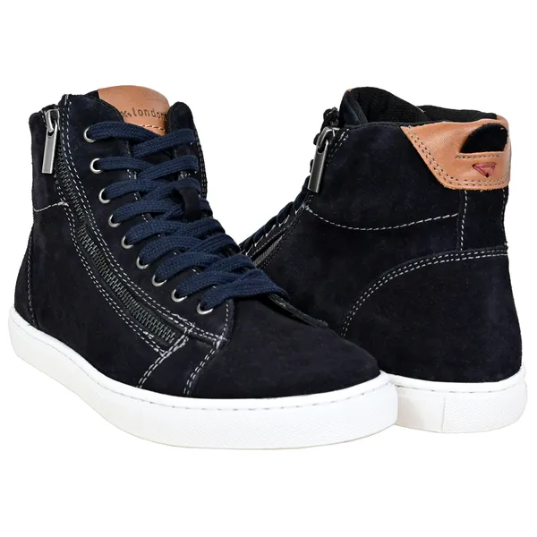 Navy_Suede_Lace-Up_Sneakers_For_Men