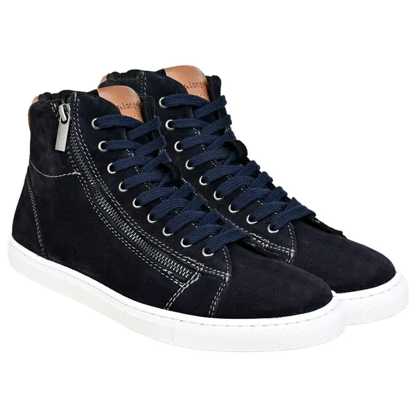 Navy_Suede_Lace-Up_Sneakers_For_Men