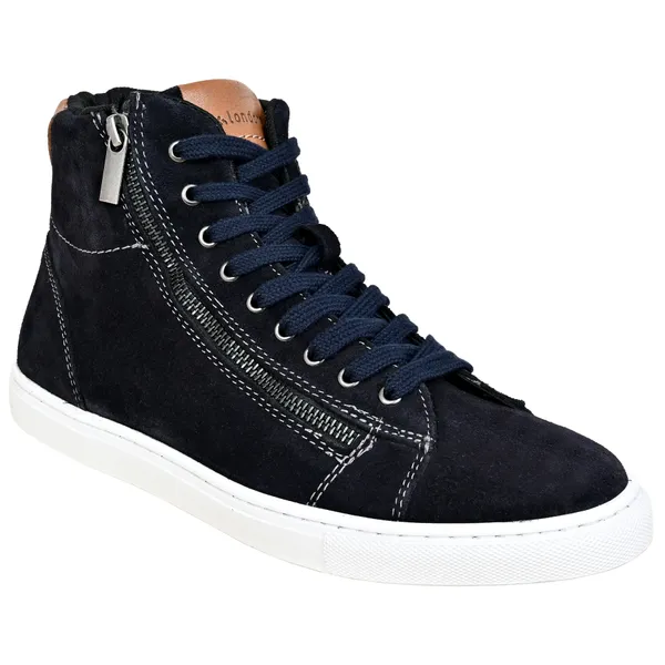 Navy_Suede_Lace-Up_Sneakers_For_Men
