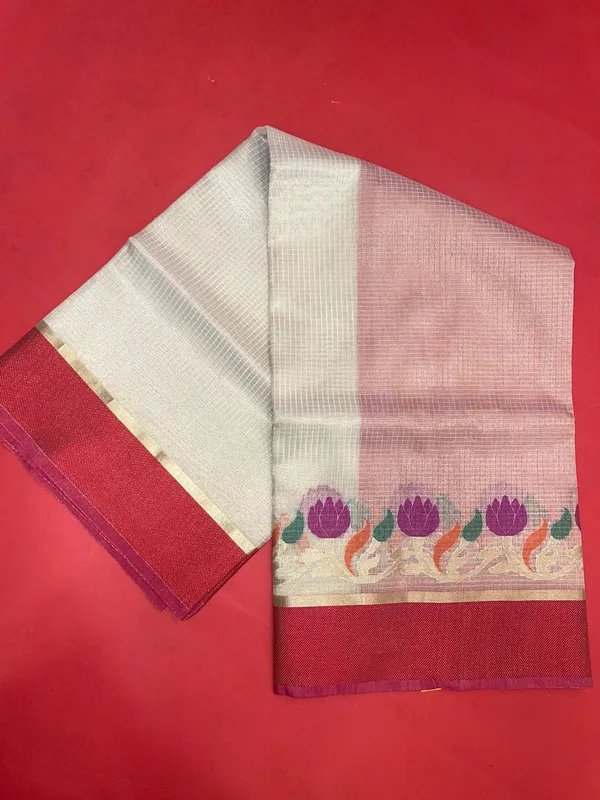 Beige_Silk_Blend_Banarasi_Sarees_For_Women