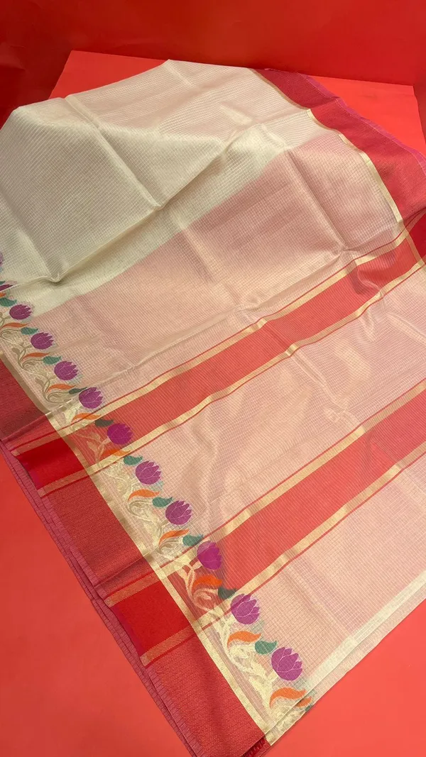 Beige_Silk_Blend_Banarasi_Sarees_For_Women