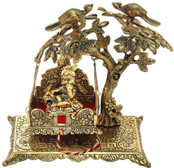 Krishna_Seated_On_A_Aluminium_Jhoola_Hanging_On_Tree_In_Metal_Handicrafts_(Gold)_Decorative_Showpiece_-_23_Cm_(Aluminium)