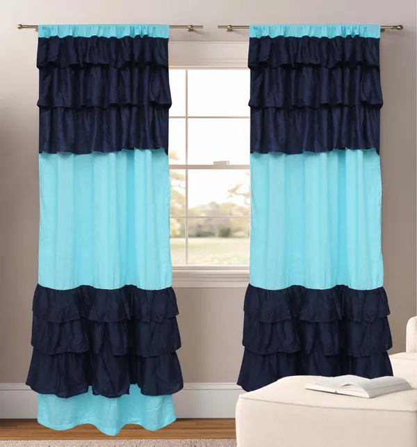 Pack_of_2_Cotton_Blue_Colorful_Ruffle_Rod_Pocket_Curtain_Set_for_Window_and_Door