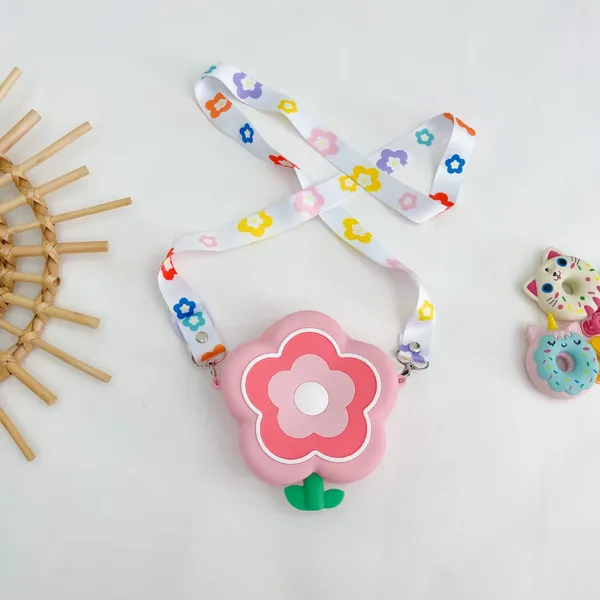Pink_Floral_Silicon_Sling_Bag_With_Mirror,_Comb,_Hair_Clip,_And_Key_Chain