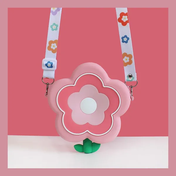 Pink_Floral_Silicon_Sling_Bag_With_Mirror,_Comb,_Hair_Clip,_And_Key_Chain