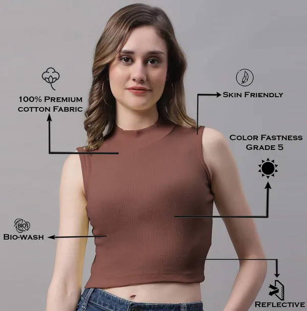 Brown_Cotton_Rib_Turtle_Neck_Crop_Top_For_Women