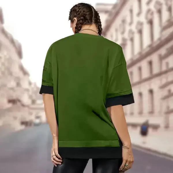 Olive_Round_Neck_Cotton_Blend_Stylish_Fashionable_Tshirt_For_Women