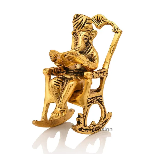 Gold_Ganesh_Reading_Ramayana_On_Chair_Decorative_Showpiece