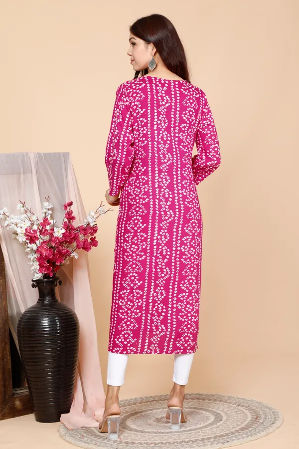 PregyFed_Bandhej_Printed_Maternity_Wear_Straight_Kurti_with_Gota_Detaling_and_Invisible_Zip_on_Both_Side