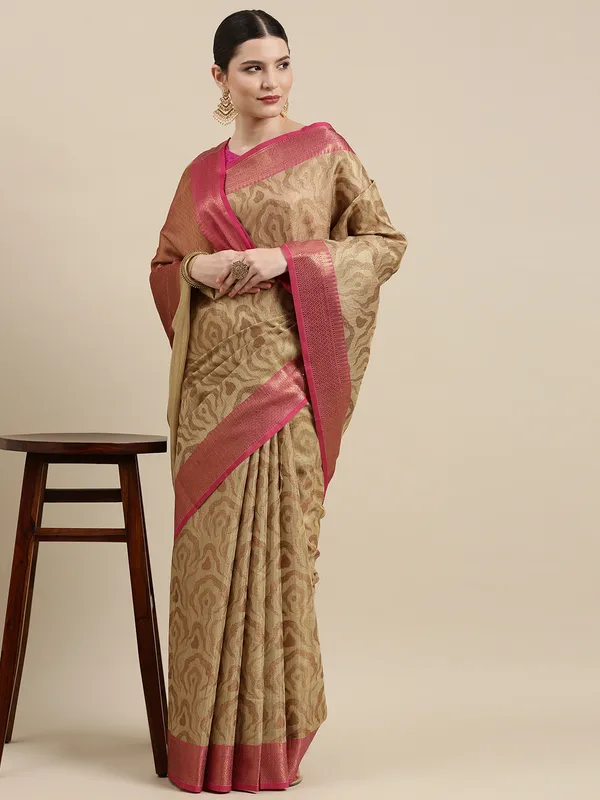 Beige_Baswada_Tissue_Banarasi_Sarees_For_Women