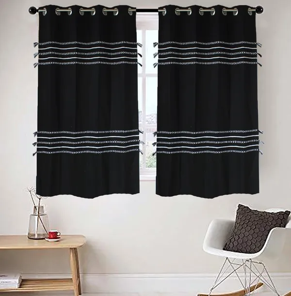 Pack_of_2_Cotton_Black_Boho_Braids_Collection_Curtain_Set_for_Window_and_Door