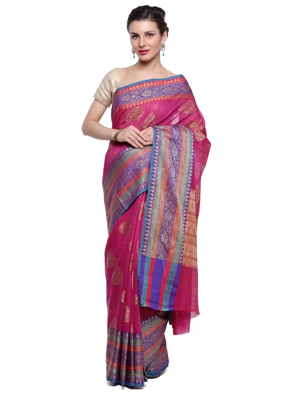 Purple_Cotton_Blend_Banarasi_Sarees_For_Women