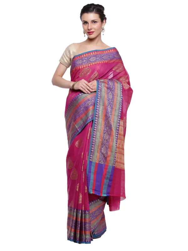 Purple_Cotton_Blend_Banarasi_Sarees_For_Women