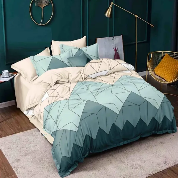 220TC_Glace_Cotton_Flat_Bedsheet_for_Double_Bed_with_Two_Pillow_Covers_-_90x100_Inches_-_Multi