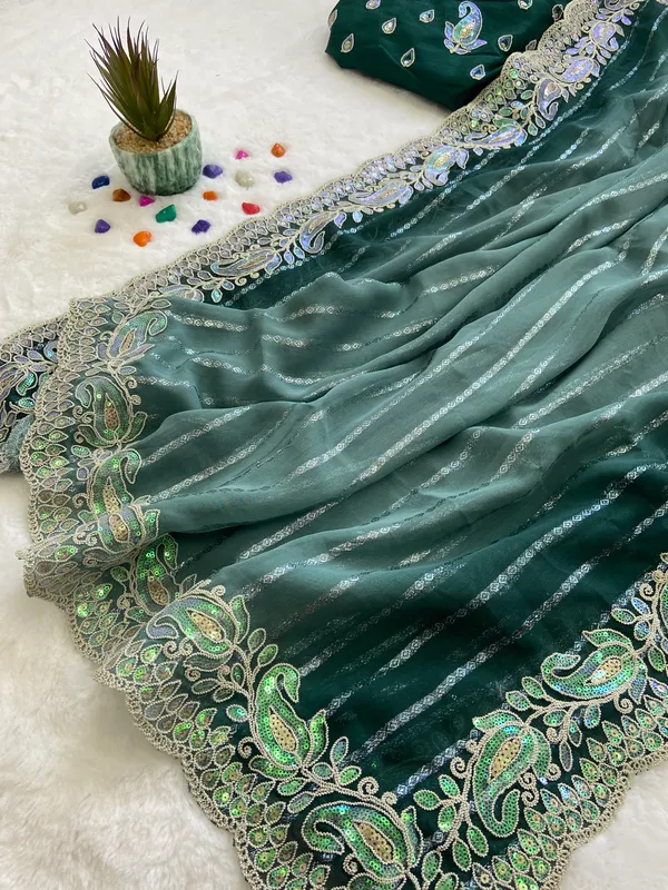 Zivah_Rama_Green_–_Diwali_Special_|_Kajju_Katri_Pedding_Saree_with_Embroidery_&_Sequence_Work,_Cutwork_Border_&_Heavy_Embroidery